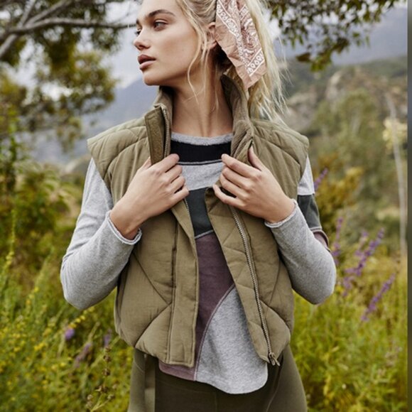 FP Movement by Free People Jackets & Blazers - Free People No Chill Olive Green Quilted Vest